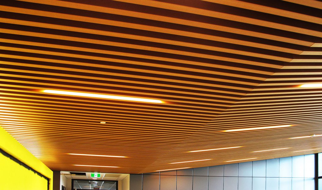 Innowood Ceiling Systems Can Incorporate A Unique Acoustic Material