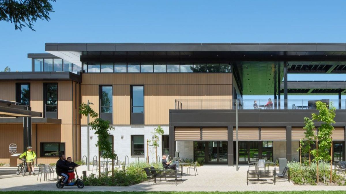 Courtyard with seating areas and landscaping